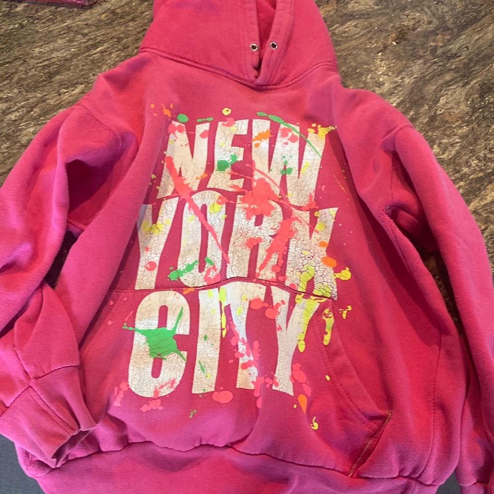 a new york pink hoodie